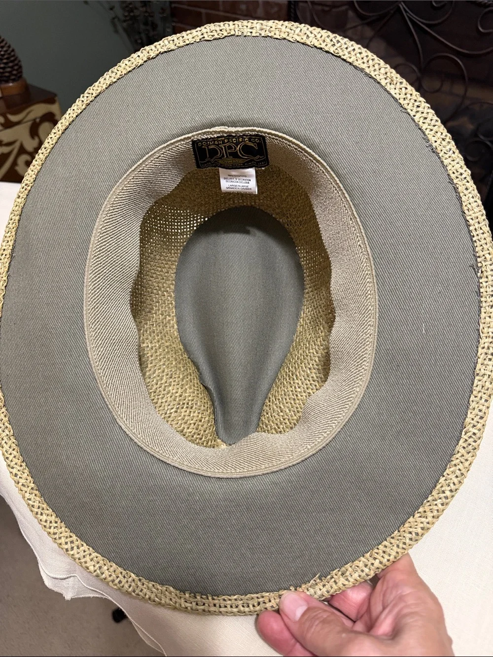 Men's Dorfman Pacific Straw Rancher Hat in Natural with Neutral Woven Band.